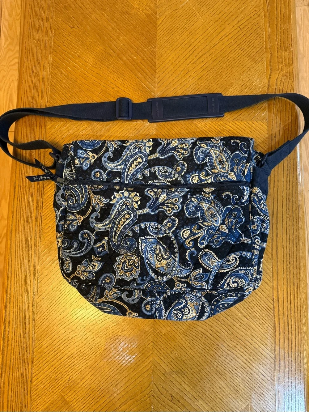 Vera Bradley Navy and Light Blue Paisley Messenger Bag